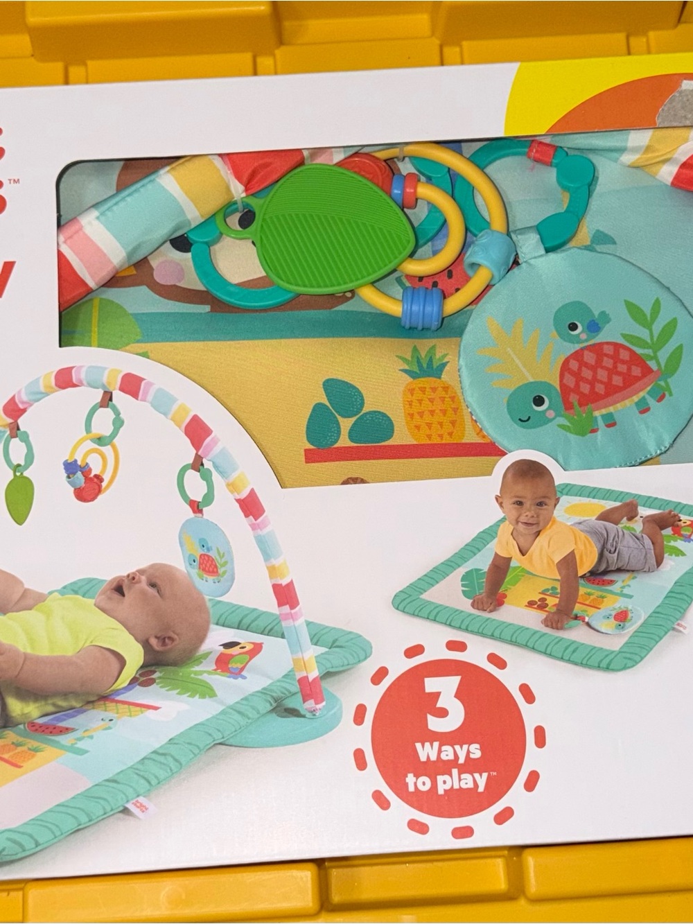 Teal Green Baby Activity Play Mat with Turtle Rattle - Developmental Playset